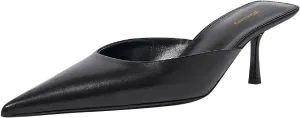 Women Stylish Pointed Toe Slip On Comfy Mules Low Kitten Heel Pumps Backless Ladies Casual Daily Slippers Size 4-16 US