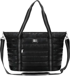 Women Tote Bag, Quilted Puffer Work Shoulder Bag with Laptop Compartment Trolley Sleeve, Large Puffy Travel Handbag