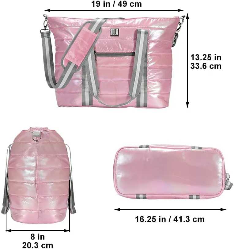 Women Tote Bag, Quilted Puffer Work Shoulder Bag with Laptop Compartment Trolley Sleeve, Large Puffy Travel Handbag