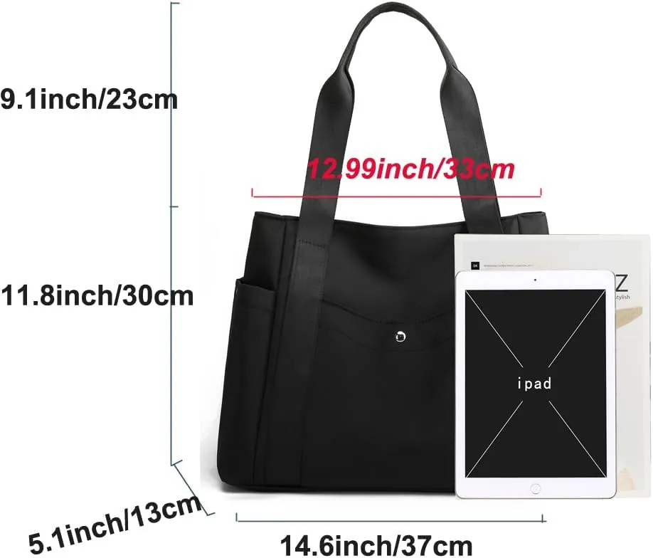 Women Tote Shoulder Handbag Water resistant Nylon Hobo Purse Multi Pocket Top Handle Shopper Shoulder Bag