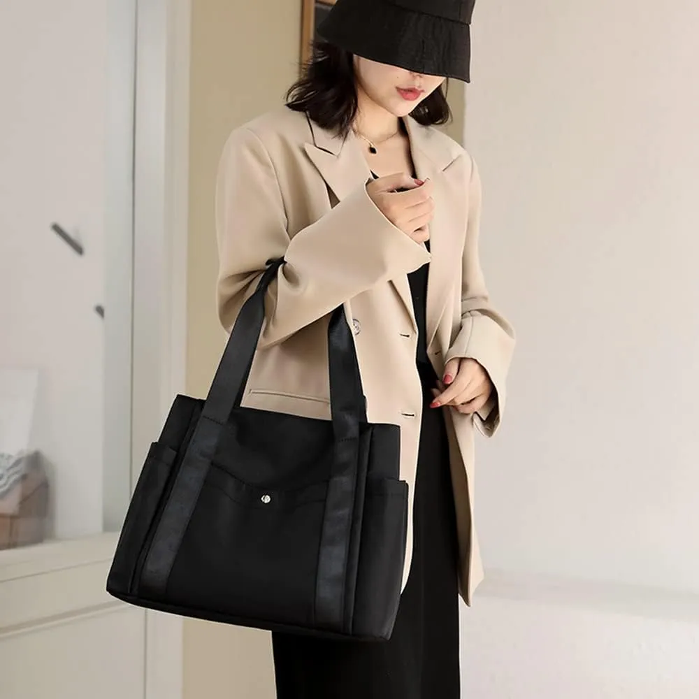 Women Tote Shoulder Handbag Water resistant Nylon Hobo Purse Multi Pocket Top Handle Shopper Shoulder Bag