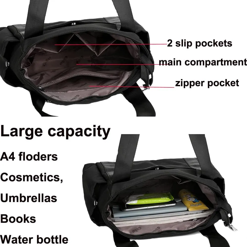 Women Tote Shoulder Handbag Water resistant Nylon Hobo Purse Multi Pocket Top Handle Shopper Shoulder Bag