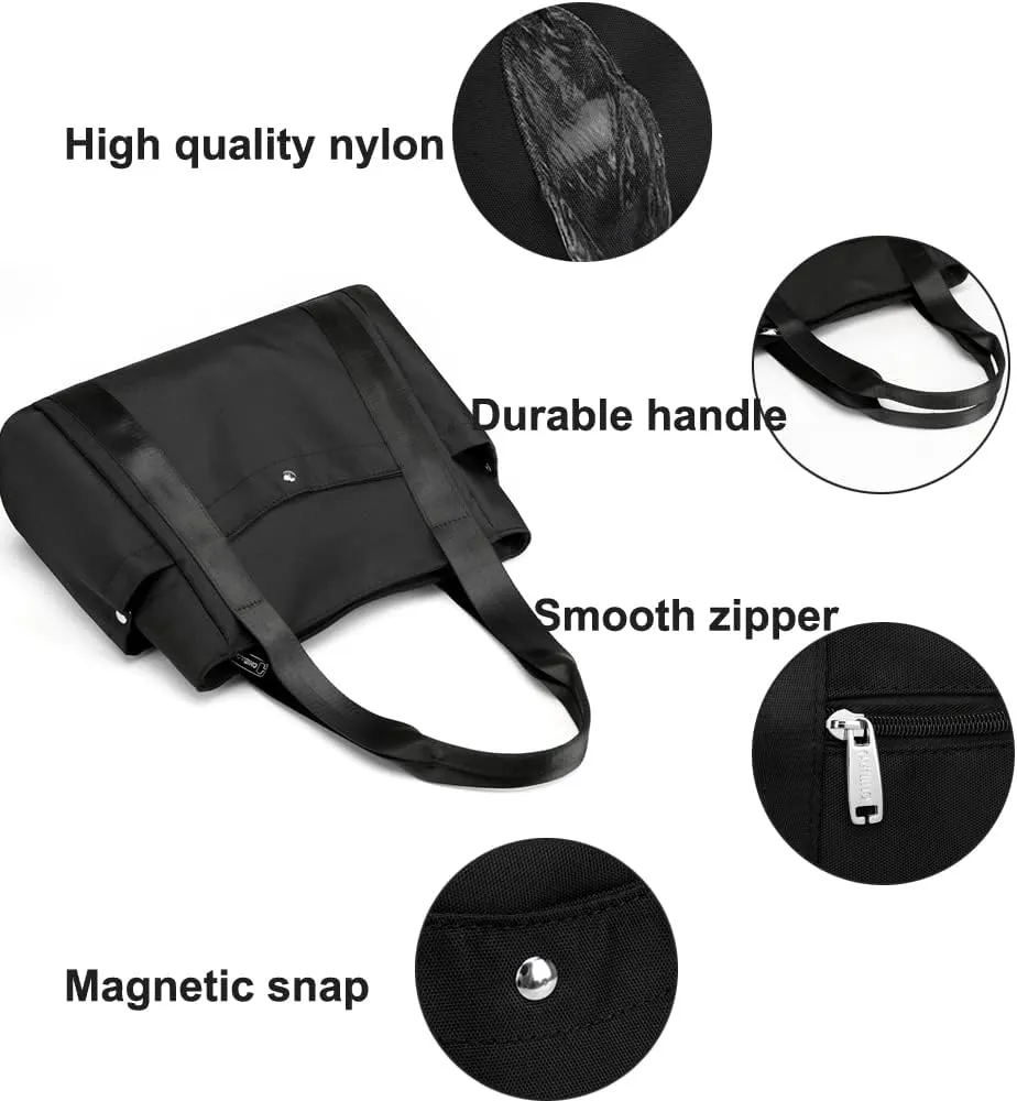 Women Tote Shoulder Handbag Water resistant Nylon Hobo Purse Multi Pocket Top Handle Shopper Shoulder Bag