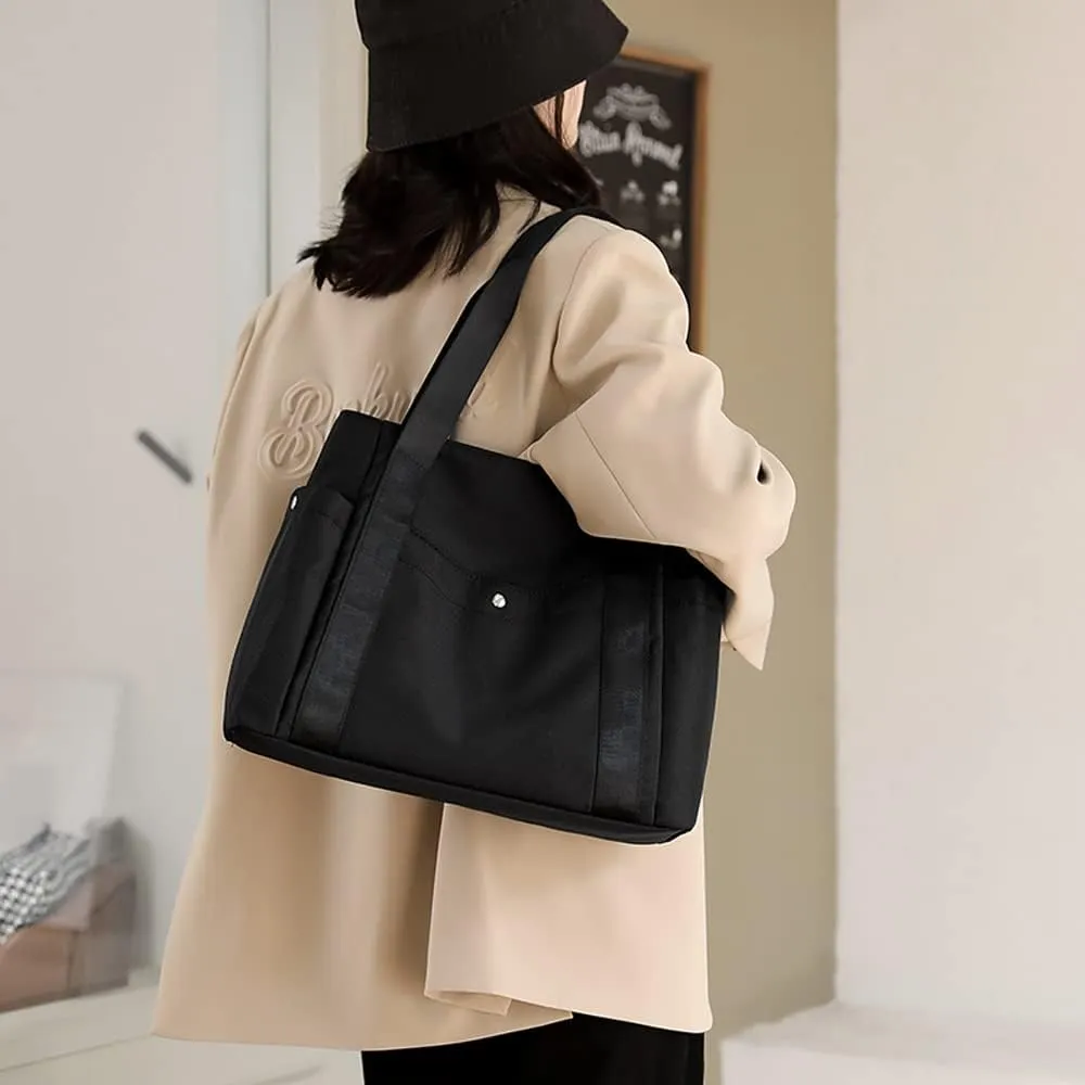 Women Tote Shoulder Handbag Water resistant Nylon Hobo Purse Multi Pocket Top Handle Shopper Shoulder Bag