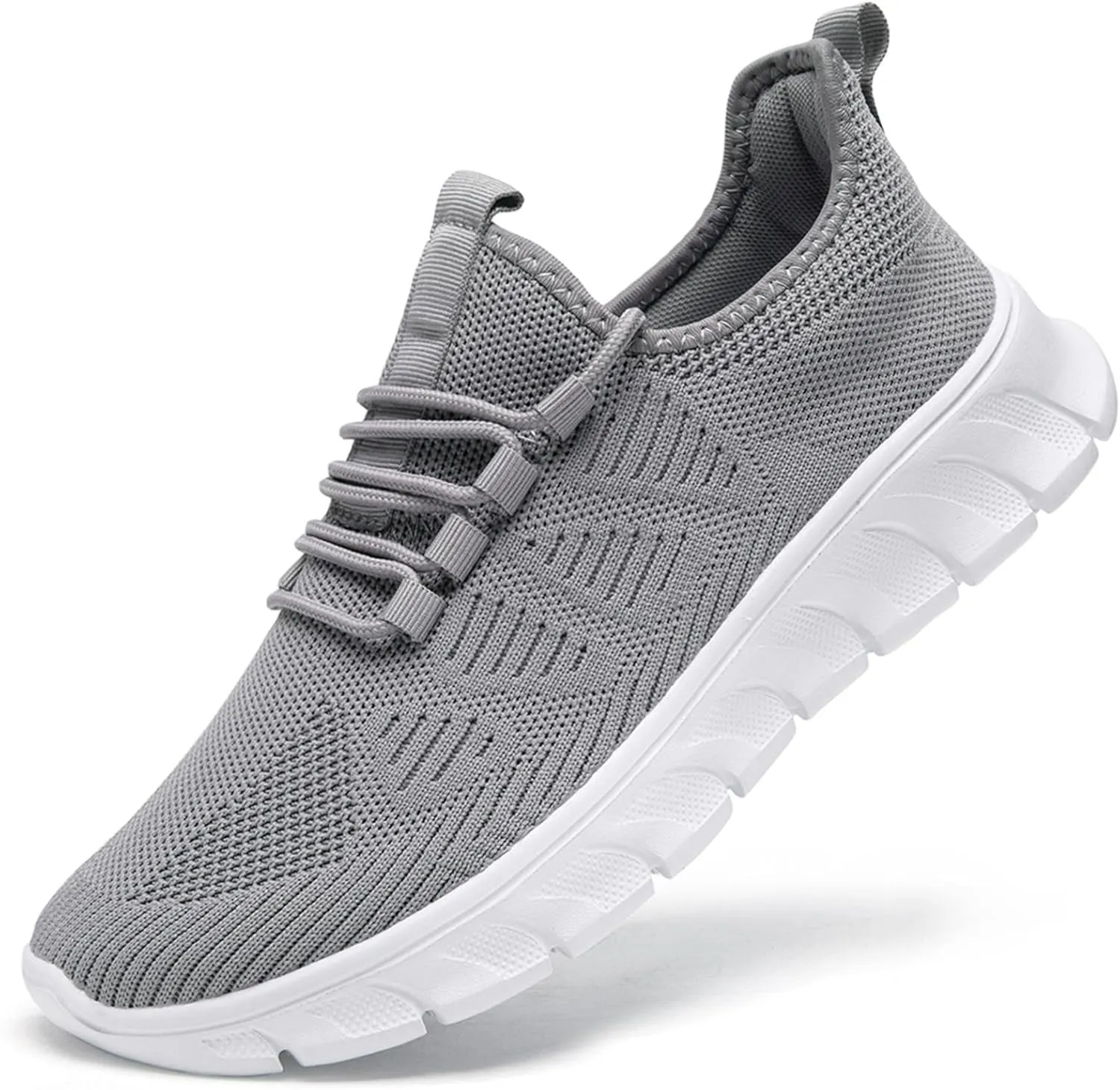 Women Walking Running Shoes Tennis Gym Slip On Workout Athletic Fashion Sneakers Lightweight Breathable Sport Jogging Casual Shoe Grey Size 7.5