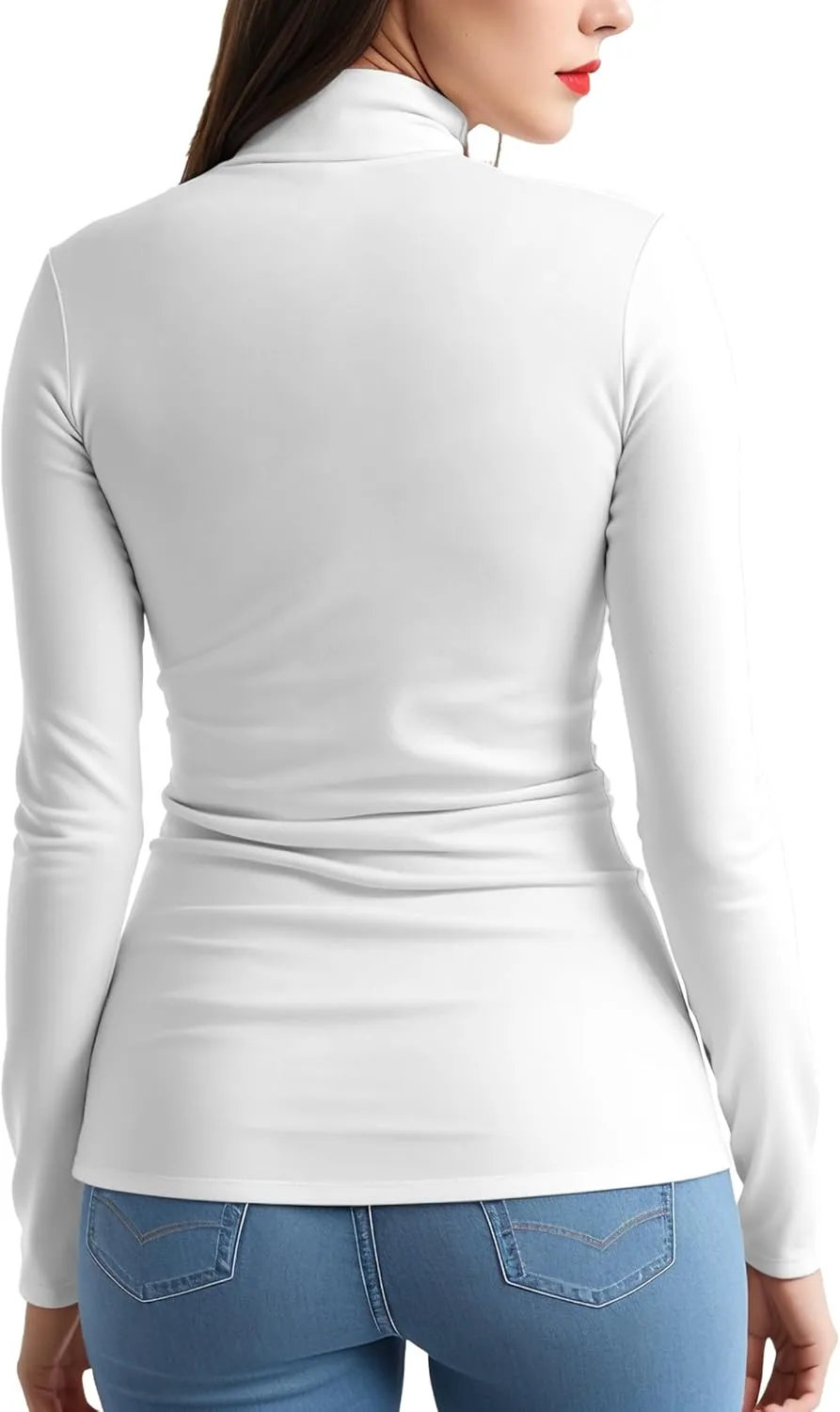 Women's 2 Pack Long Sleeve Turtleneck Thermal T-Shirts Mock Neck Underwear Fall Winter Base Layer Lightweight Tops