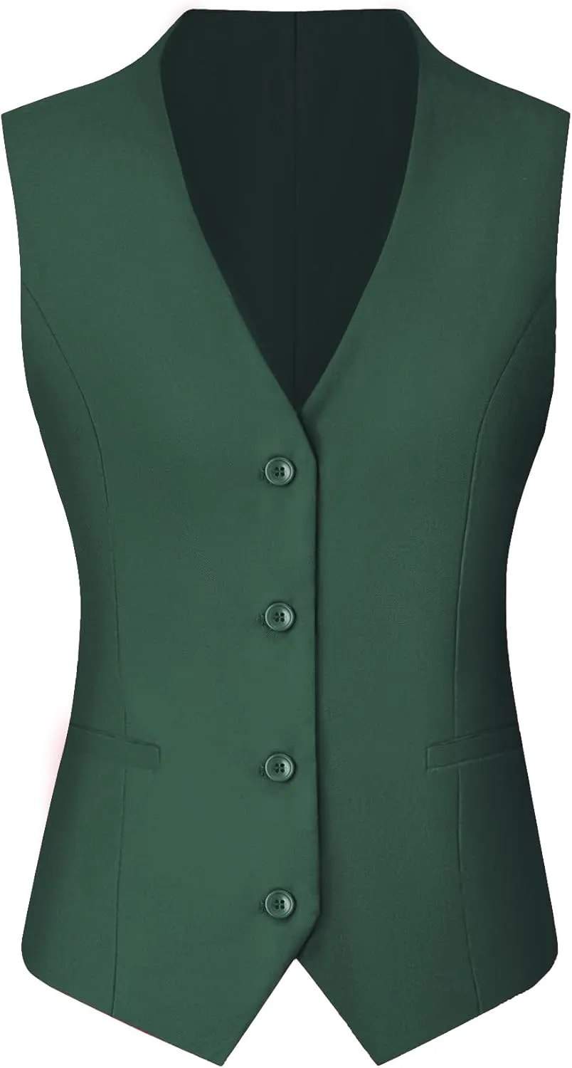 Women's 3 Piece Suit Lady Business Casual Office One Button Slim Fit Blazer Jacket Vest Pants Set