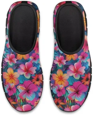 Womens Athletic Shoes Flowers Print Sports Shoes Slip-on Air Mesh Lightweight Sneakers Running Flats