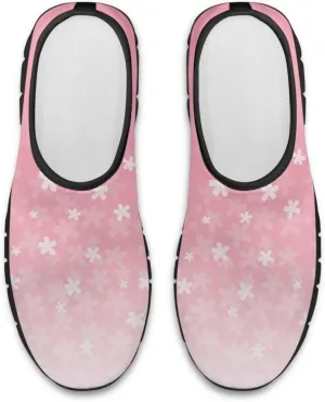 Womens Athletic Shoes Flowers Print Sports Shoes Slip-on Air Mesh Lightweight Sneakers Running Flats
