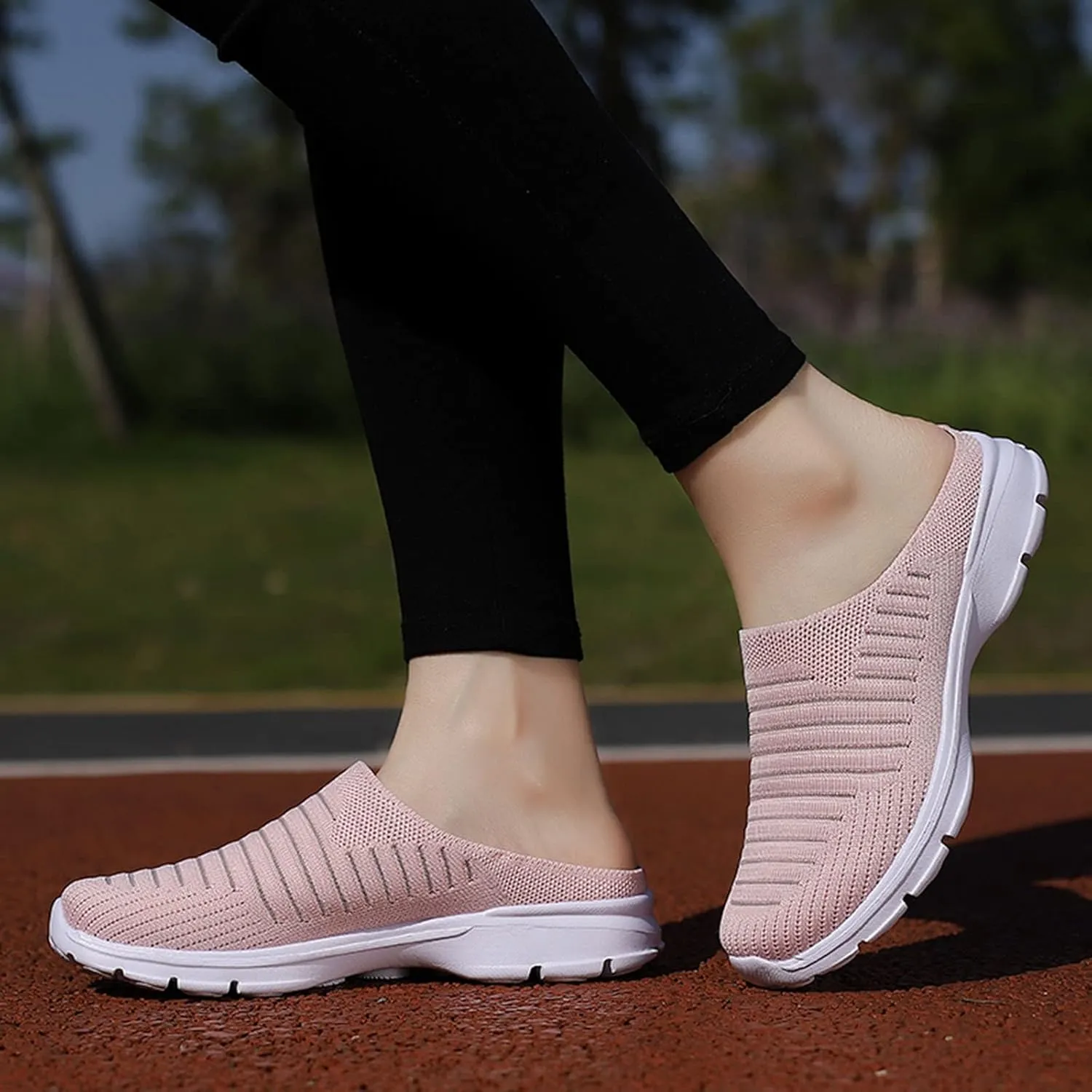 Womens Backless Sneakers Mesh Slip-on Mule Shoes Tennis Shoes Womens High Top Casual Shoes Women Shoes Sneakers Slip On Tennis Shoe Loafers Casual Slip On