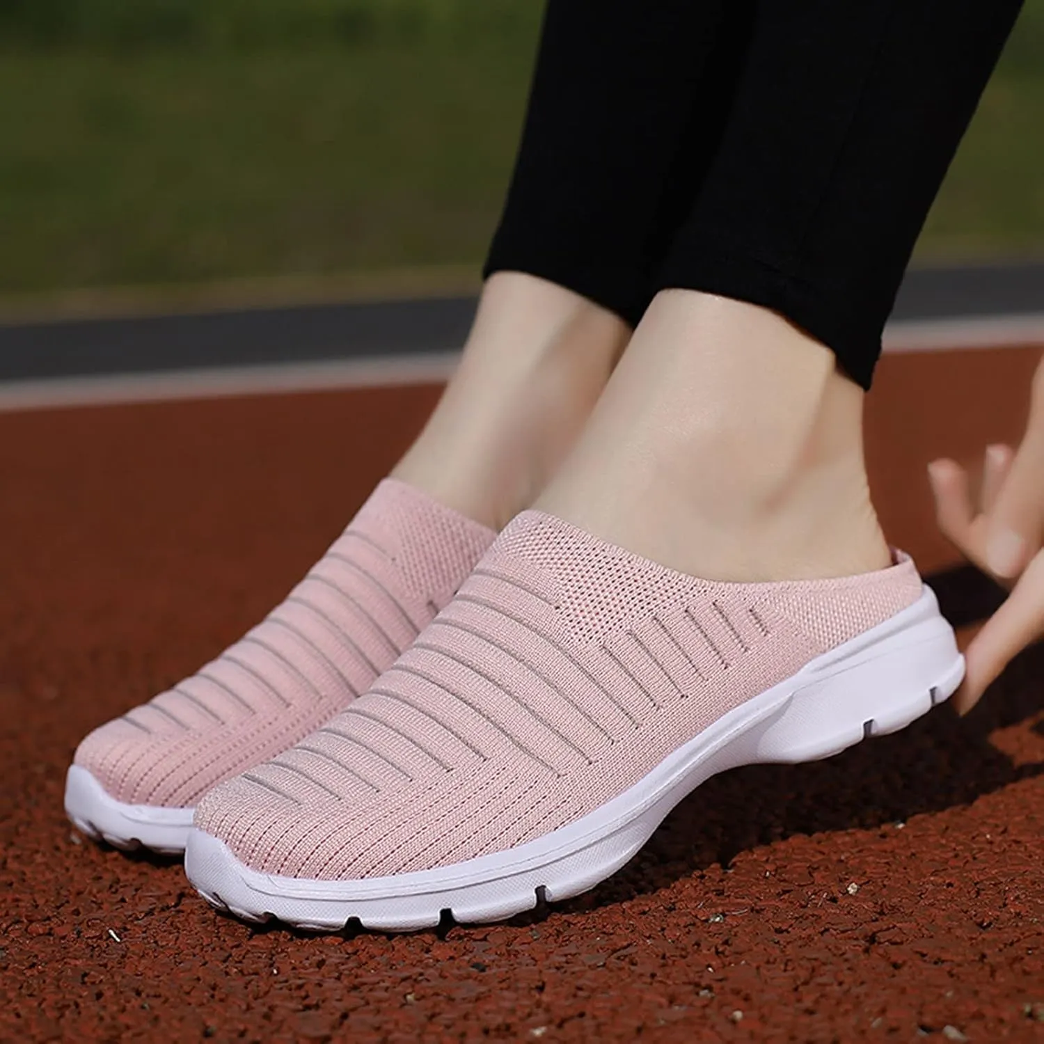 Womens Backless Sneakers Mesh Slip-on Mule Shoes Tennis Shoes Womens High Top Casual Shoes Women Shoes Sneakers Slip On Tennis Shoe Loafers Casual Slip On