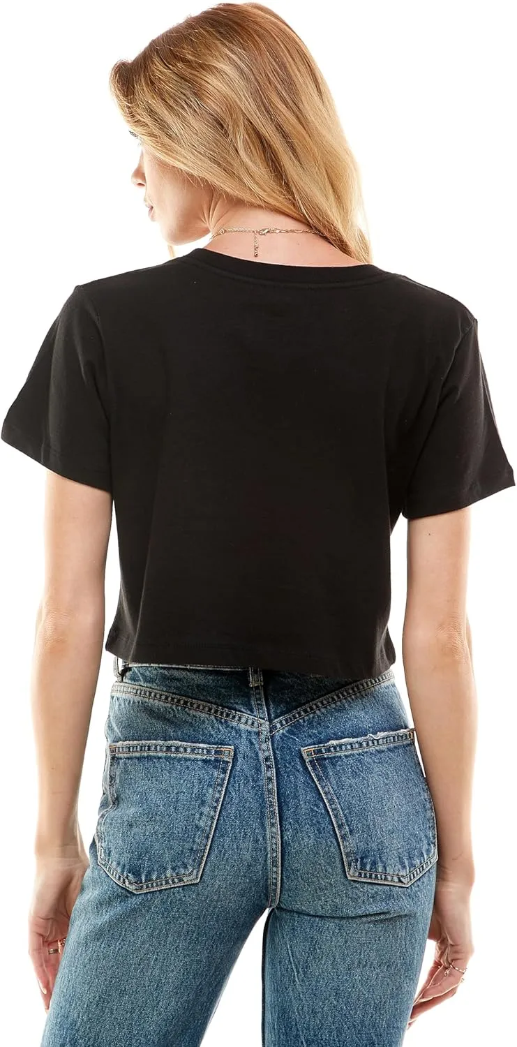 Women's Boxy Crop Top Round Neck Short Sleeve Casual 100% Cotton Cropped Tee T-Shirt