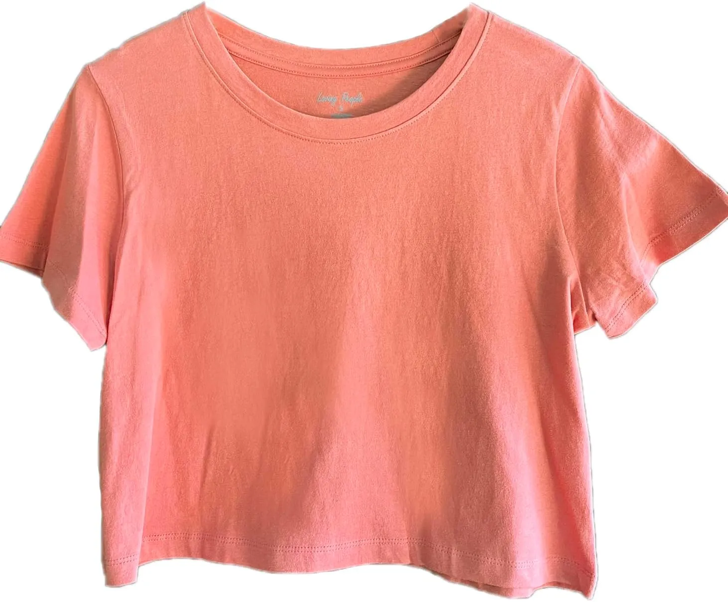 Women's Boxy Crop Top Round Neck Short Sleeve Casual 100% Cotton Cropped Tee T-Shirt