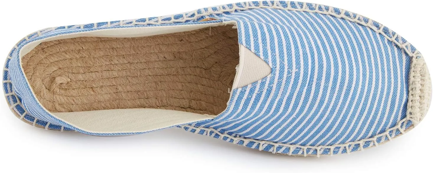 Women's Breathable Canvas Stripe Slip on Flat Espadrilles
