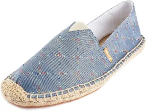 Women's Breathable Canvas Stripe Slip on Flat Espadrilles