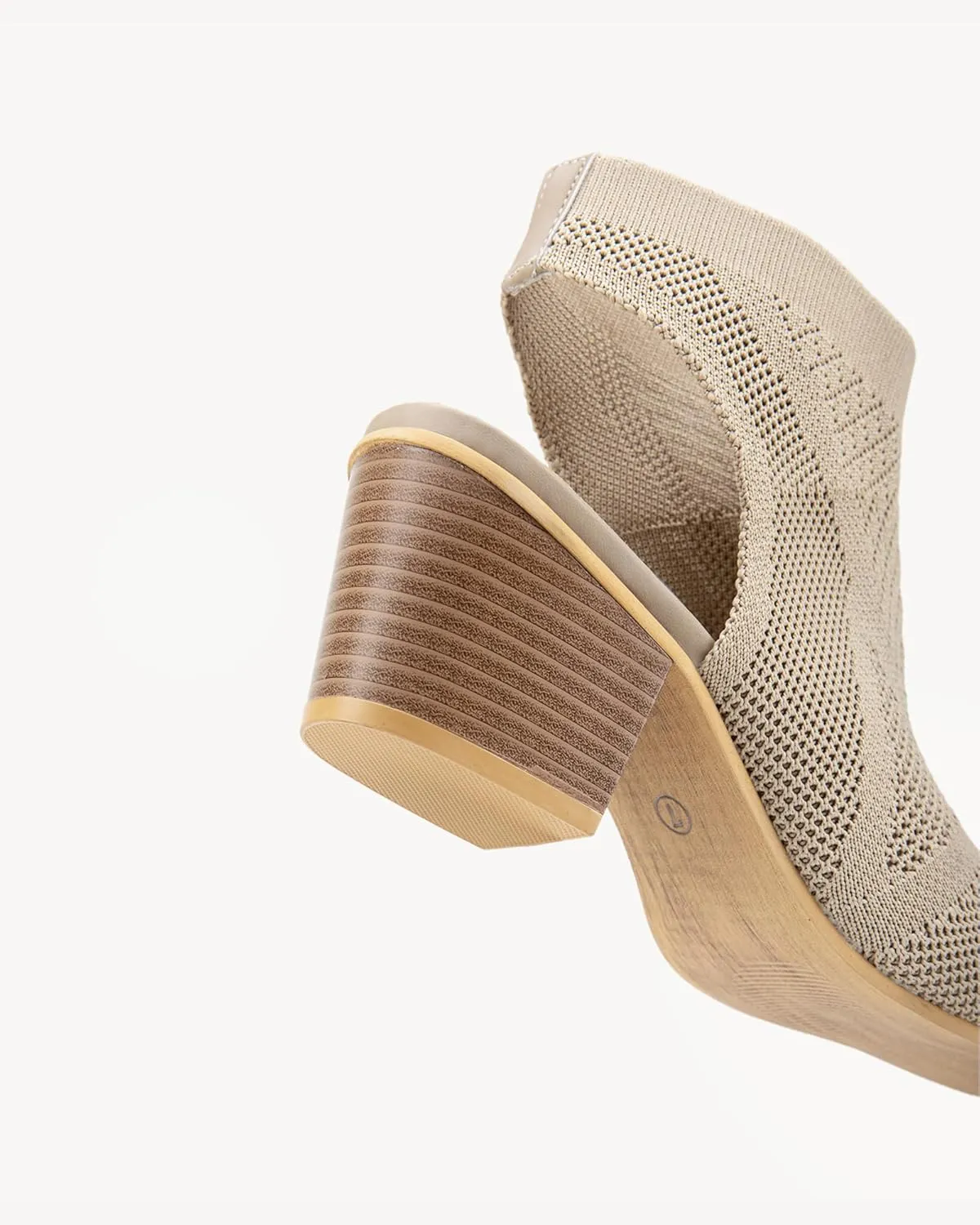 Women's Breathable Mesh Heeled Sandals - Chunky Open-Toe Slip-Ons for Summer & Casual Wear