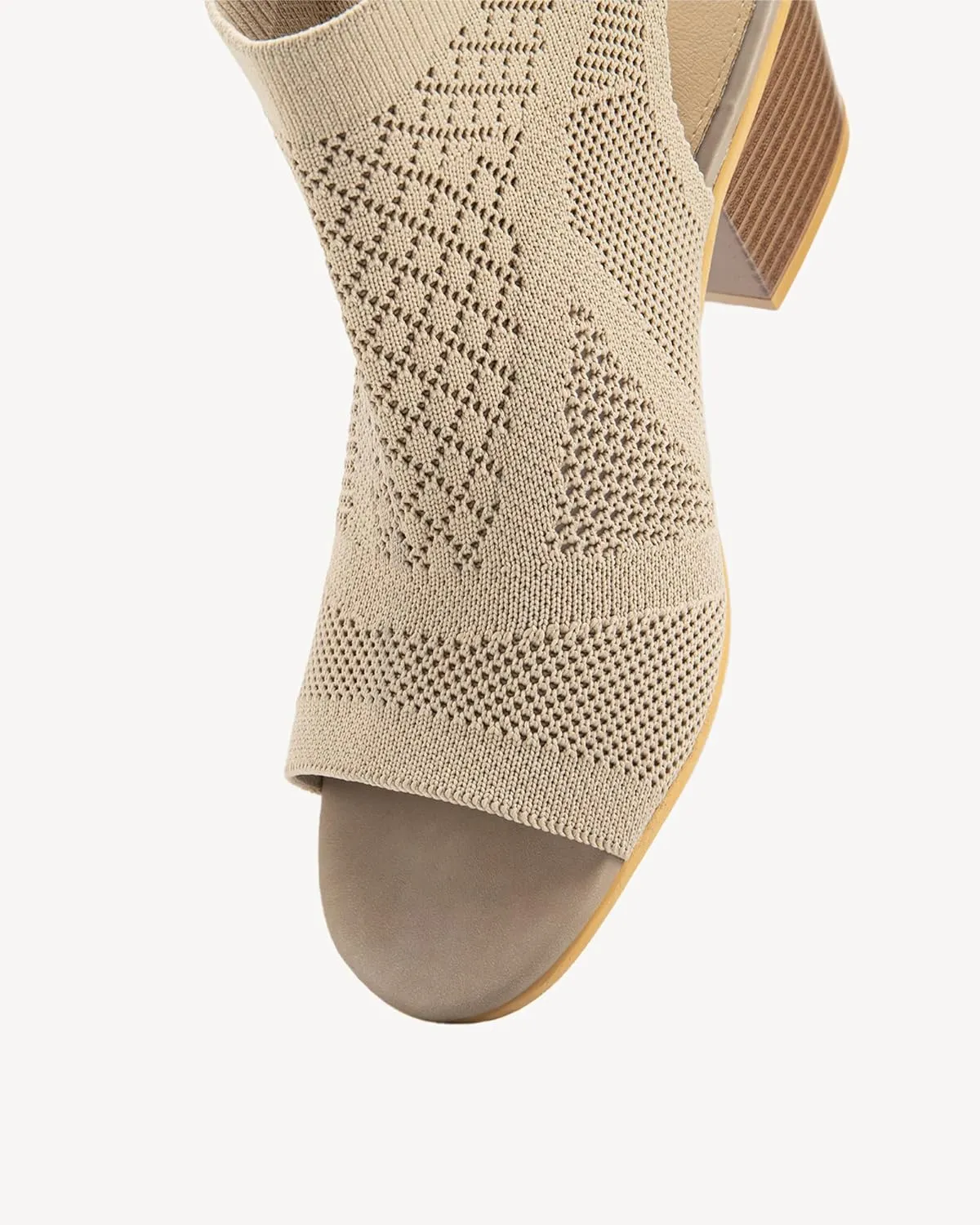 Women's Breathable Mesh Heeled Sandals - Chunky Open-Toe Slip-Ons for Summer & Casual Wear