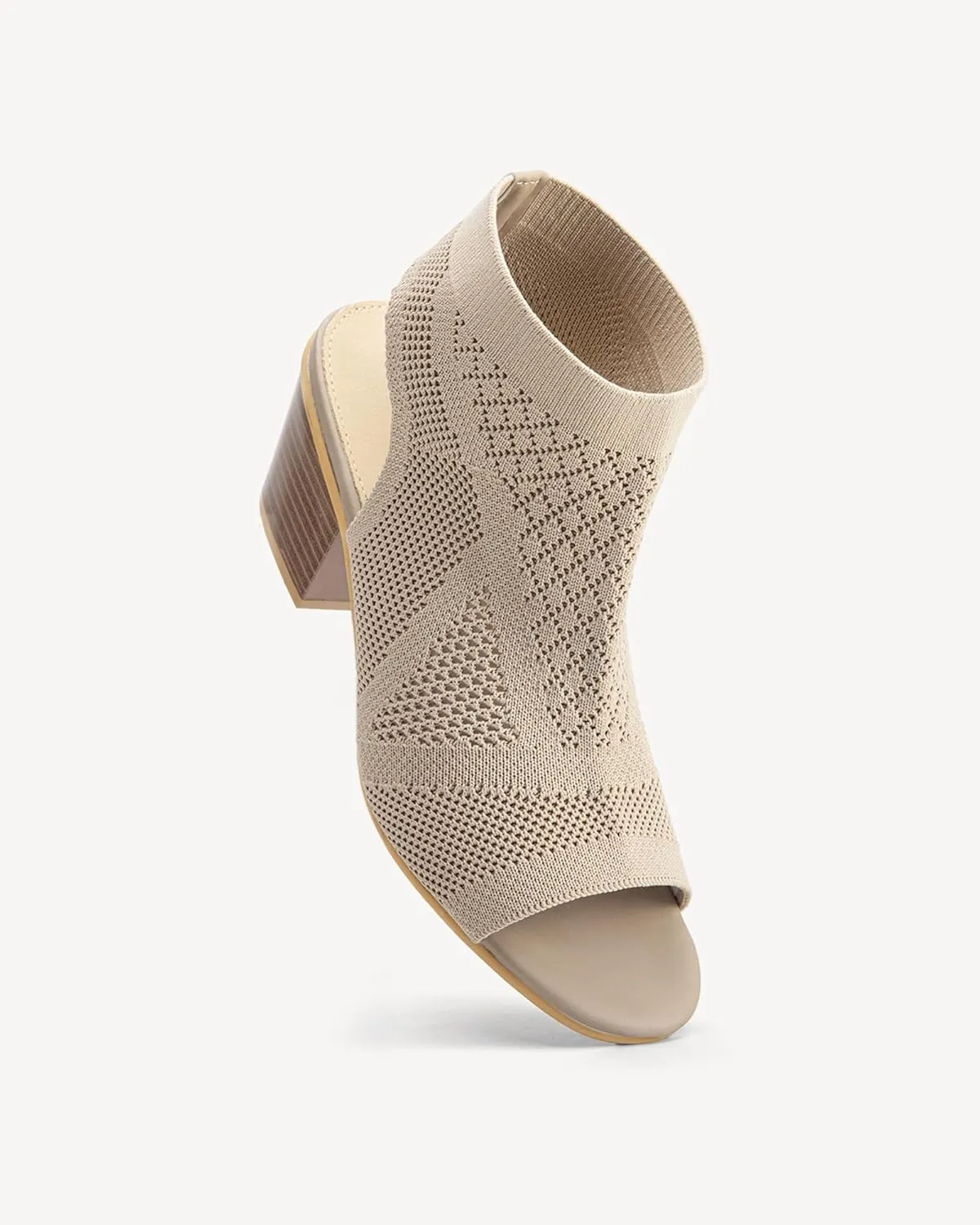 Women's Breathable Mesh Heeled Sandals - Chunky Open-Toe Slip-Ons for Summer & Casual Wear