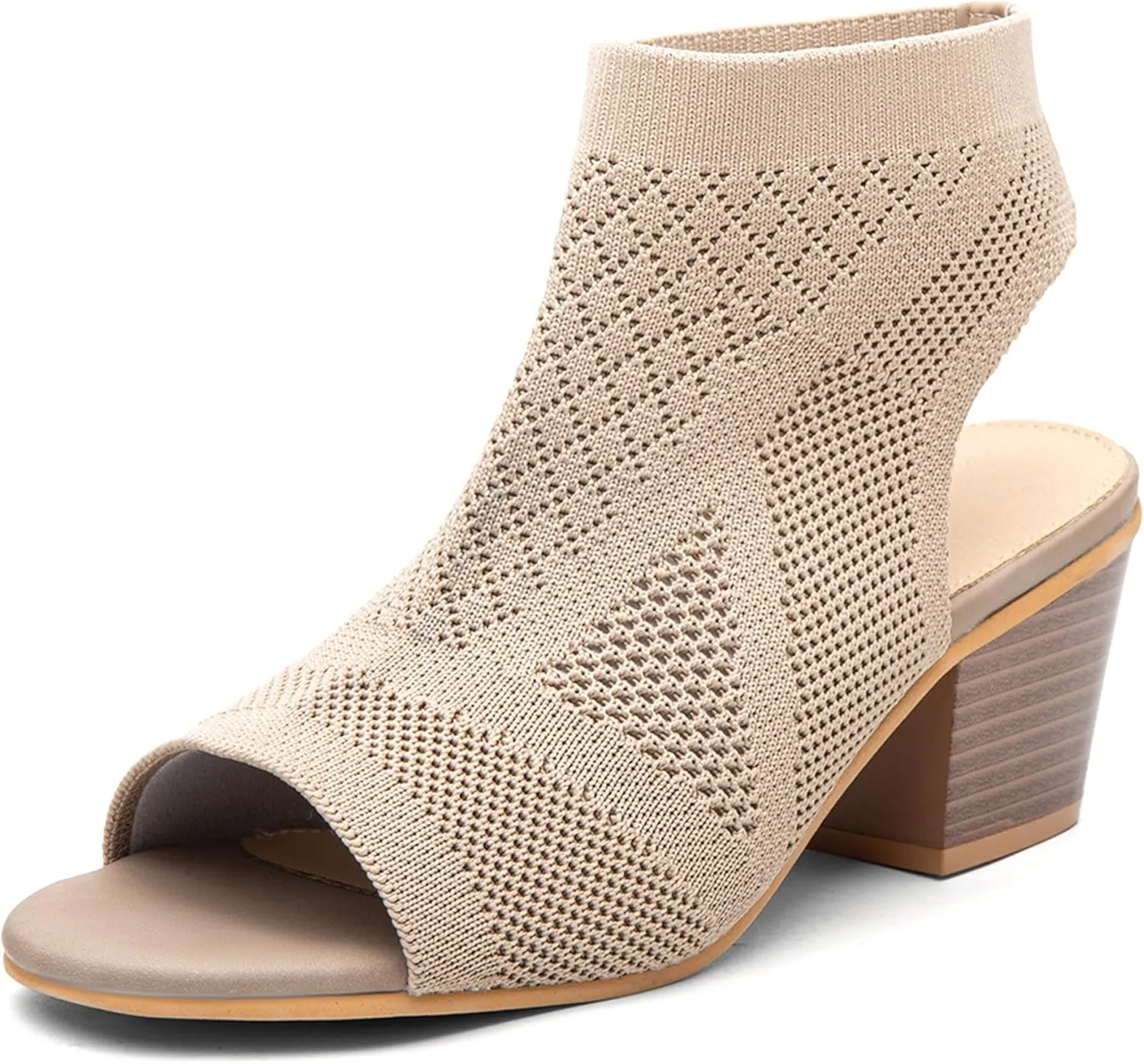 Women's Breathable Mesh Heeled Sandals - Chunky Open-Toe Slip-Ons for Summer & Casual Wear