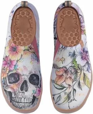 Women's Casual Loafers Slip On Ladies Flower Painted Walking Comfortable Lightweight Travel Shoes Knitted Mesh