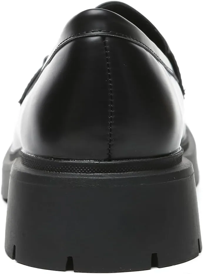 Women's Chunky Platform Loafers with Chain or Buckle Patent Leather Black Penny Loafers Fashion Office Shoes School Dress Shoes Comfort Slip-on