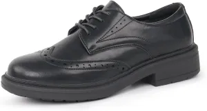 Women's Classic Oxford Flat Lace Up Business Formal Retro Wingtip Brogue Dress Shoes