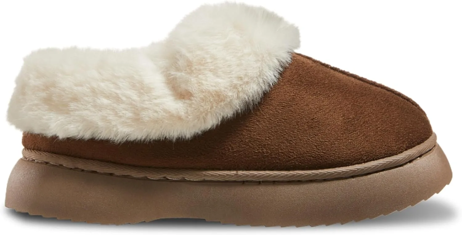 Women's Closed-back Slippers Comfy Outdoor Indoor House Shoes with Fuzzy Collar