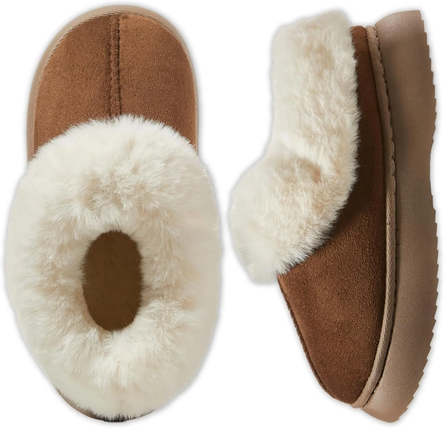 Women's Closed-back Slippers Comfy Outdoor Indoor House Shoes with Fuzzy Collar