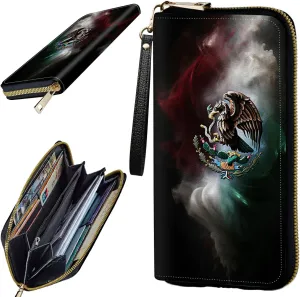 Women's Clutch Purse with Wrist Strap, Slim PU Leather Cell Phone Wallet Large Capacity