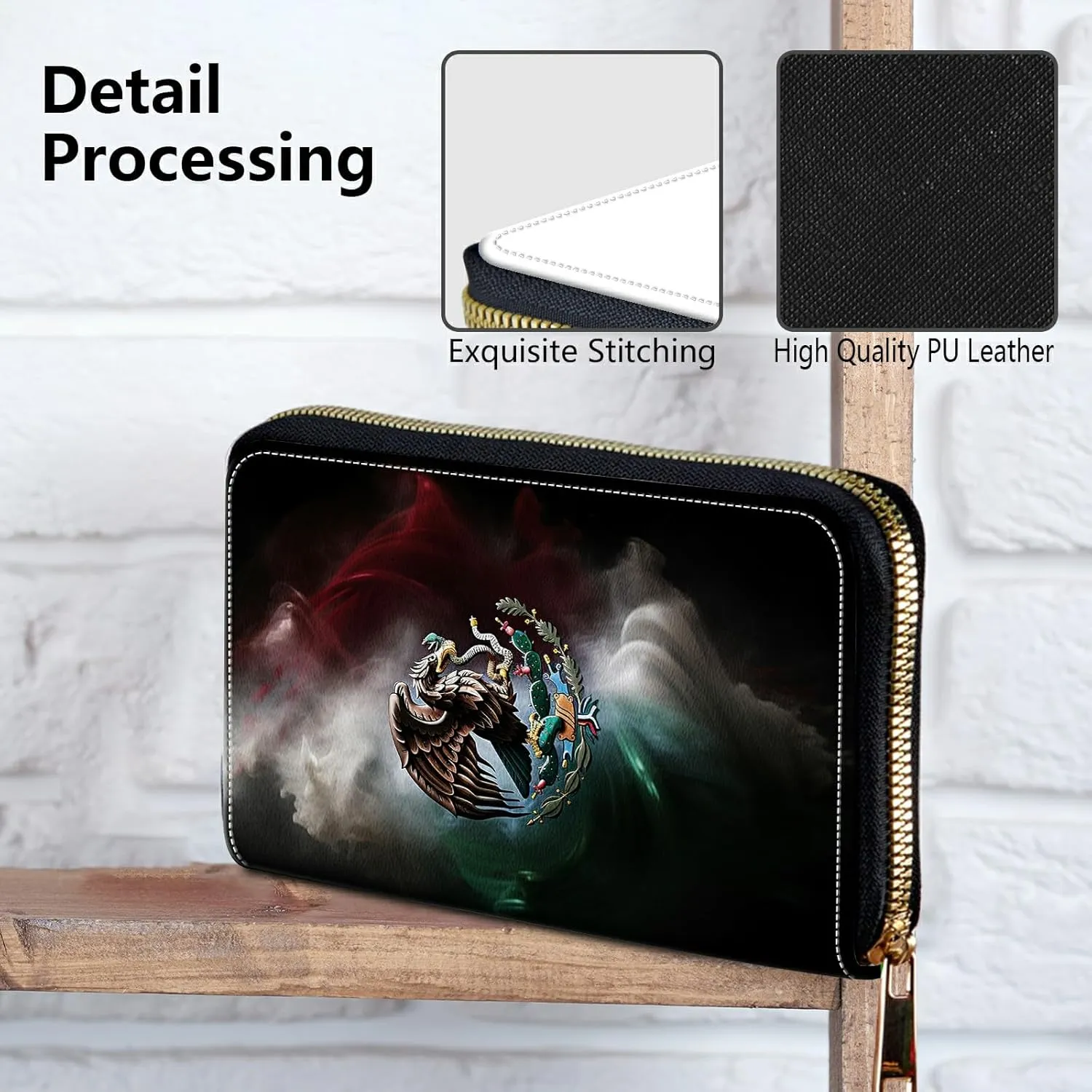 Women's Clutch Purse with Wrist Strap, Slim PU Leather Cell Phone Wallet Large Capacity