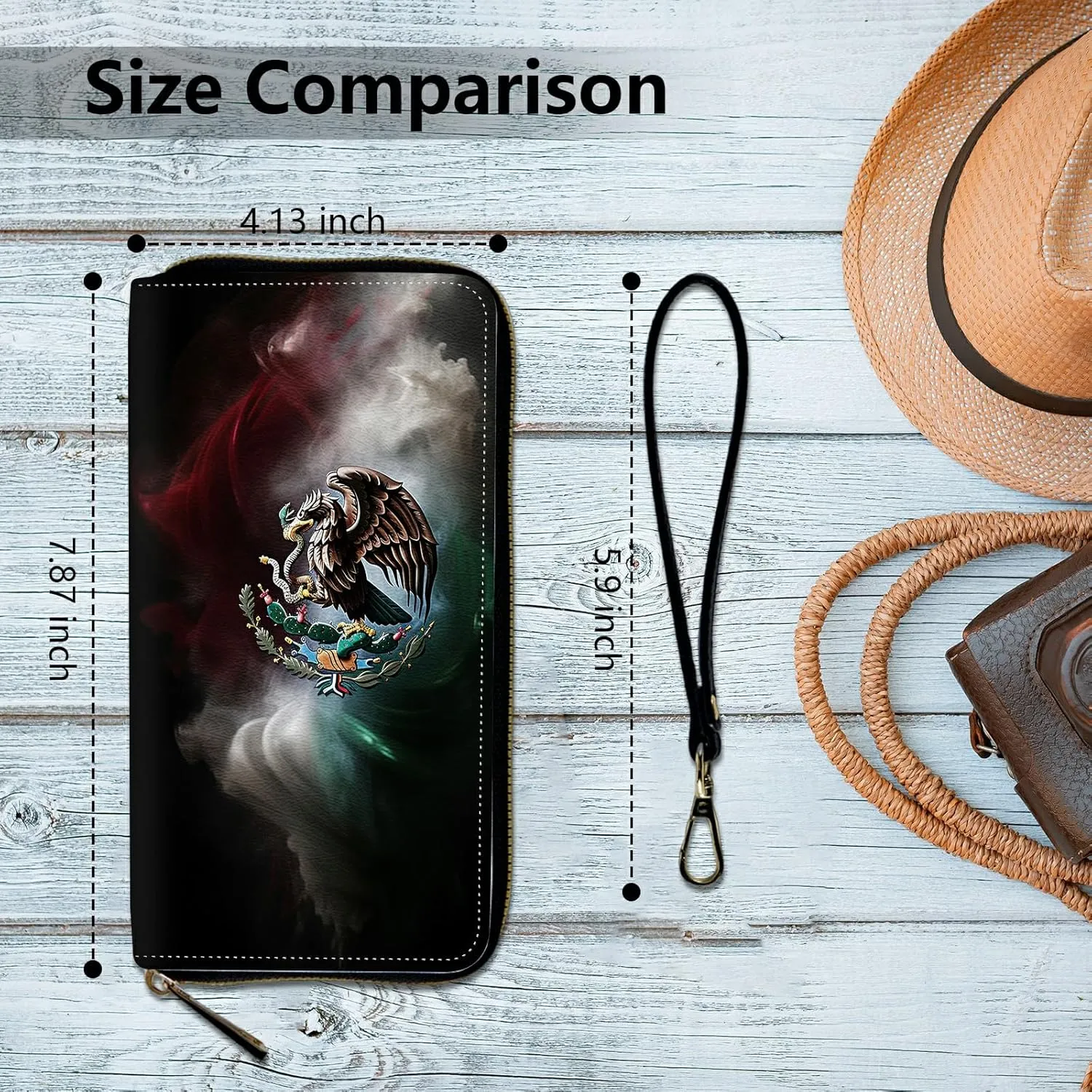 Women's Clutch Purse with Wrist Strap, Slim PU Leather Cell Phone Wallet Large Capacity