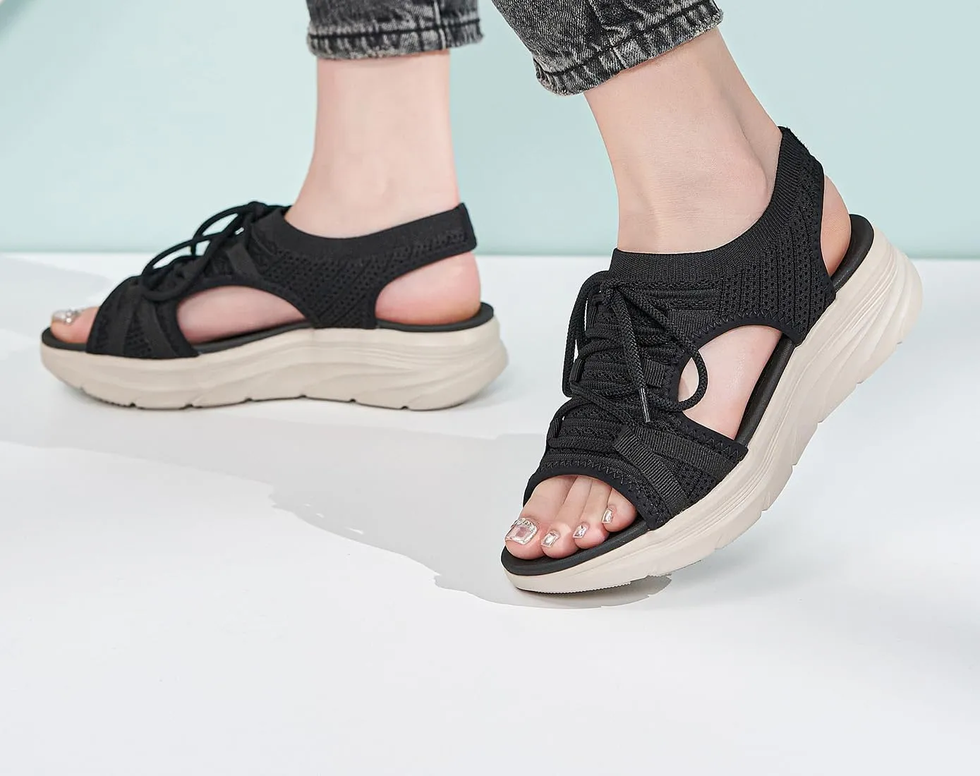 Women's Comfortable Walking Sandal Lightweight Cushioned Hiking Sandals Platform Shoes for Women Slingback Woven With Straps Sandals