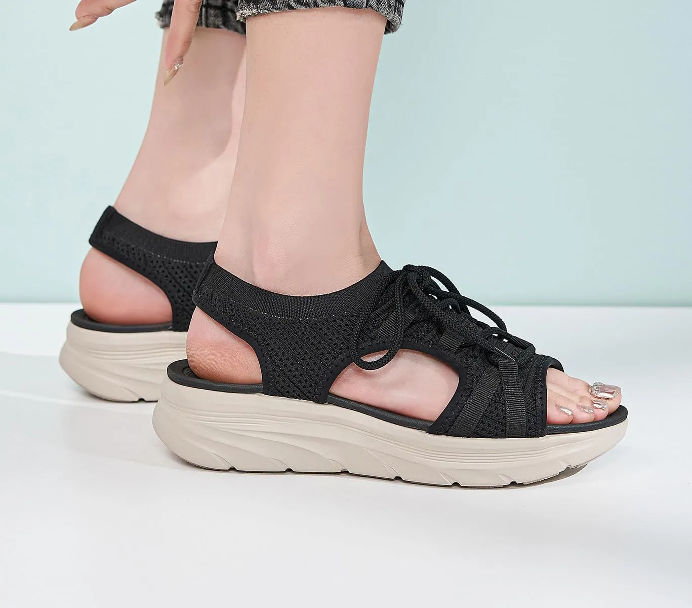 Women's Comfortable Walking Sandal Lightweight Cushioned Hiking Sandals Platform Shoes for Women Slingback Woven With Straps Sandals
