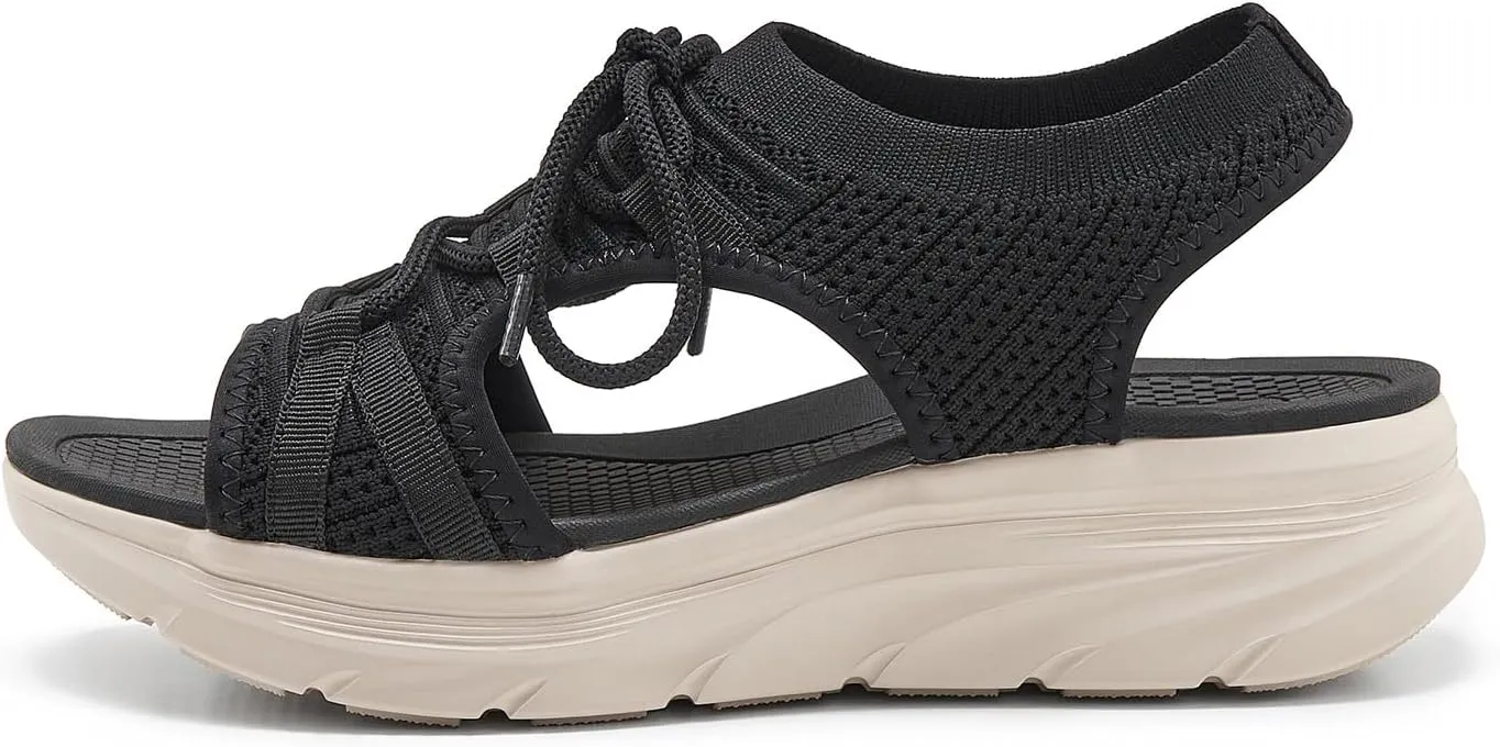 Women's Comfortable Walking Sandal Lightweight Cushioned Hiking Sandals Platform Shoes for Women Slingback Woven With Straps Sandals