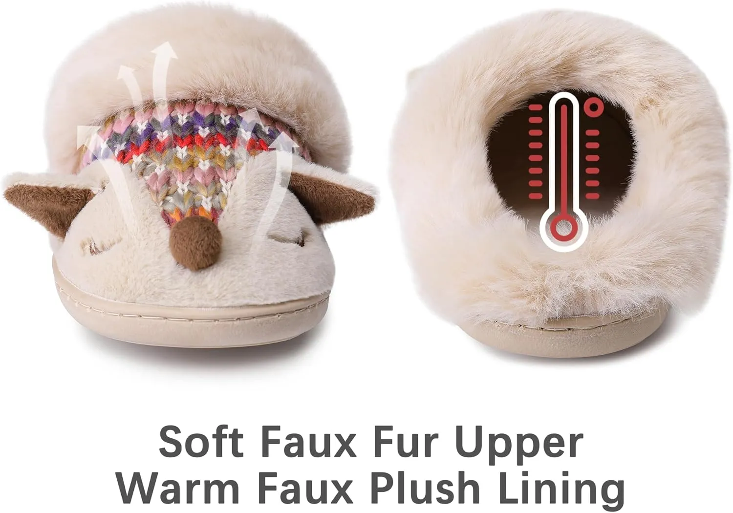 Women's Cute Cartoon Owl Slippers Fuzzy Slip On House Slipper with Memory Foam Comfy Non-Slip Warm Indoor House Shoes