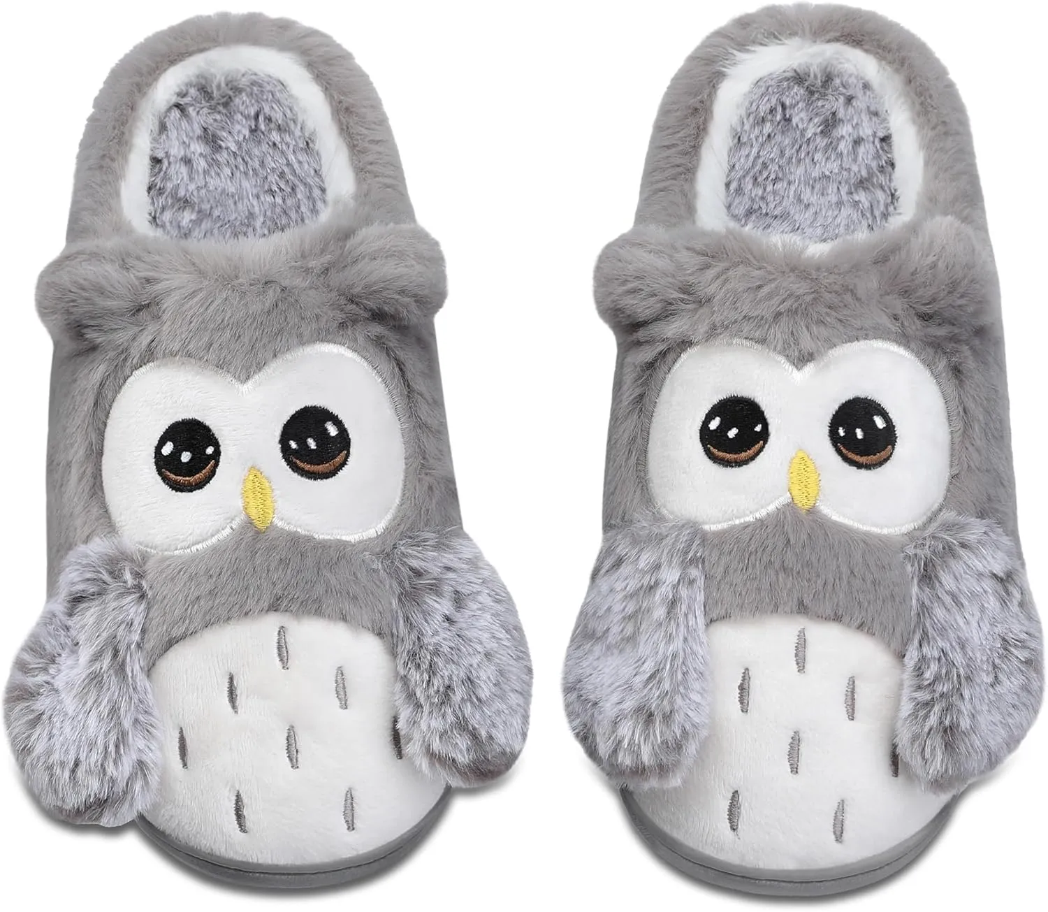 Women's Cute Cartoon Owl Slippers Fuzzy Slip On House Slipper with Memory Foam Comfy Non-Slip Warm Indoor House Shoes
