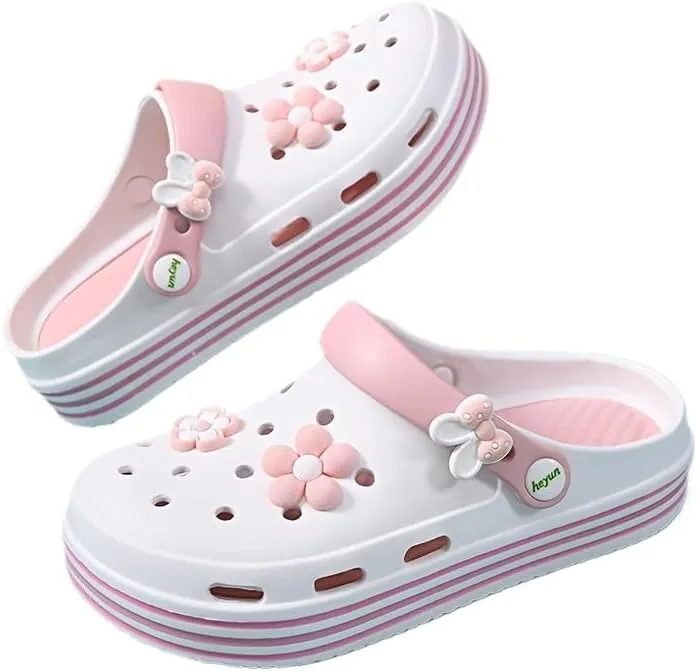 Women's EVA Cartoon DIY Clogs, Soft Sole Platform Closed Toe Garden Clogs, Breathable Comfort Beach Clogs