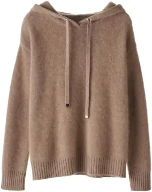 Women's Fall and Winter 100% Cashmere 7 Stiches Thickening Long Sleeve Hoodie