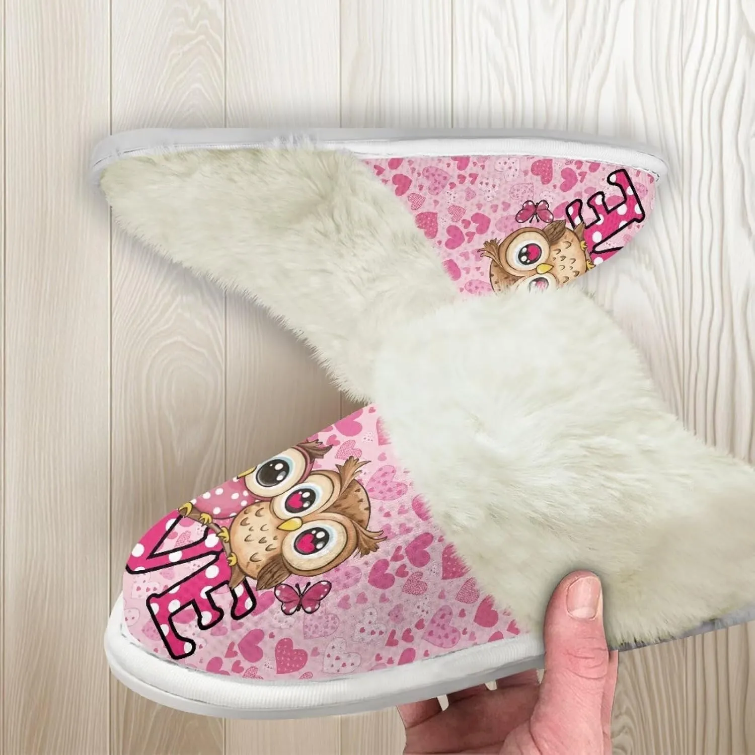 Women's Flannel Lined Slippers Fluffy House Shoes Furry Cozy Home Bedroom Comfy Winter Cute Warm Shoes