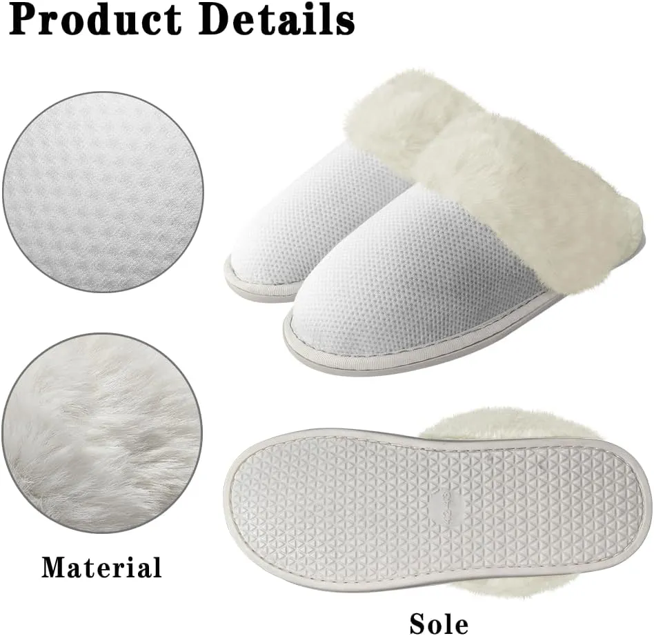 Women's Flannel Lined Slippers Fluffy House Shoes Furry Cozy Home Bedroom Comfy Winter Cute Warm Shoes