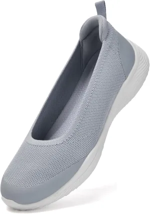 Women's Flats Slip On Shoes Knit Walking Sneakers Casual Low Wedge Nurse Loafers Comfortable Lightweight Breathable