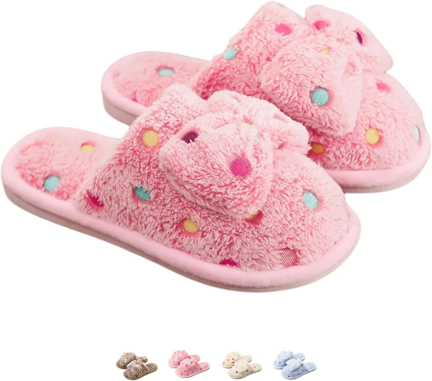 Women's Fleece Bow House Slippers Indoor, Soft Comfy Cozy Plush Slip On Slippers with Bows, Bow Tie Winter Warm Fuzzy Bedroom Shoes
