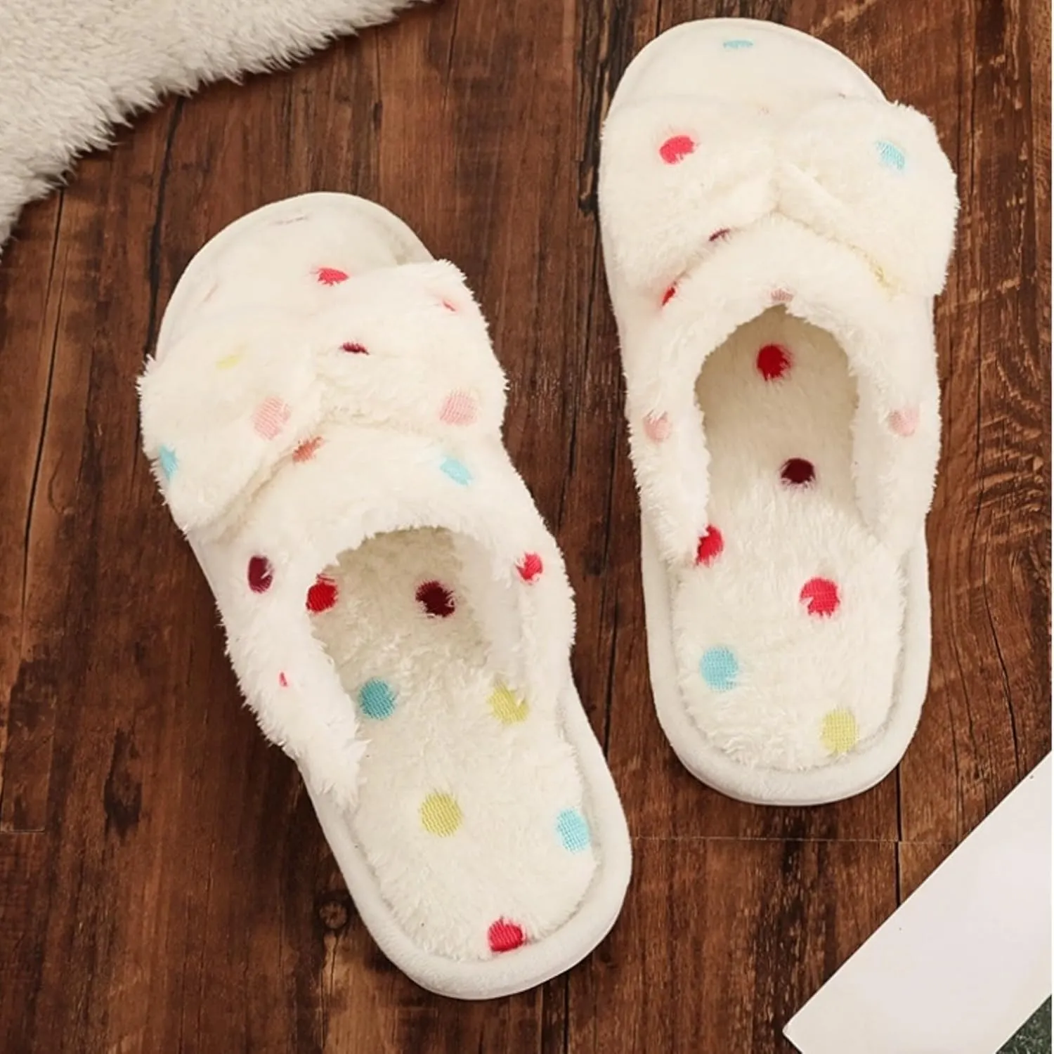 Women's Fleece Bow House Slippers Indoor Soft Comfy Cozy Plush Slip On Slippers with Bows Cute Winter Warm Bow Tie Fuzzy Bedroom Slippers Shoes Lightweight Non Slip