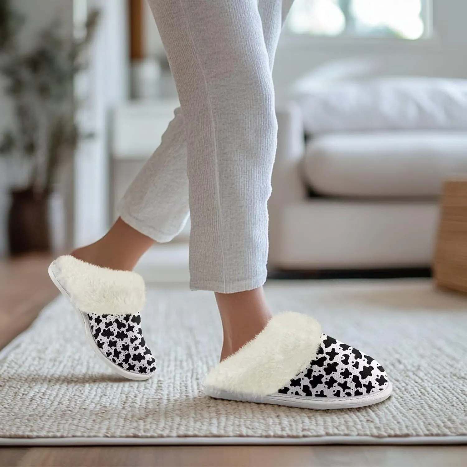Womens Fluffy House Slippers for Winter Warm Comfy Bedroom Slippers Women Non Slip Size 5-13