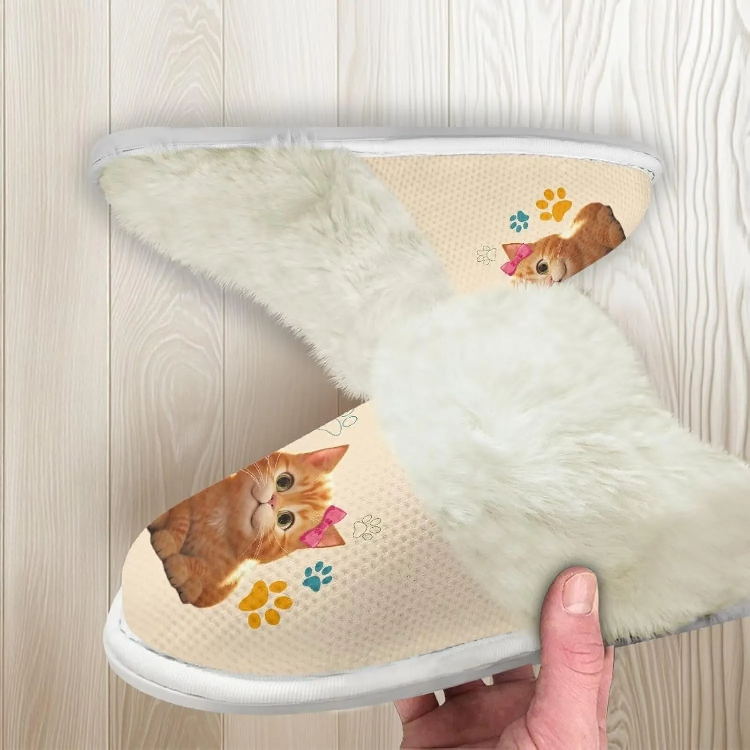 Womens Fluffy House Slippers for Winter Warm Comfy Bedroom Slippers Women Non Slip Size 5-13