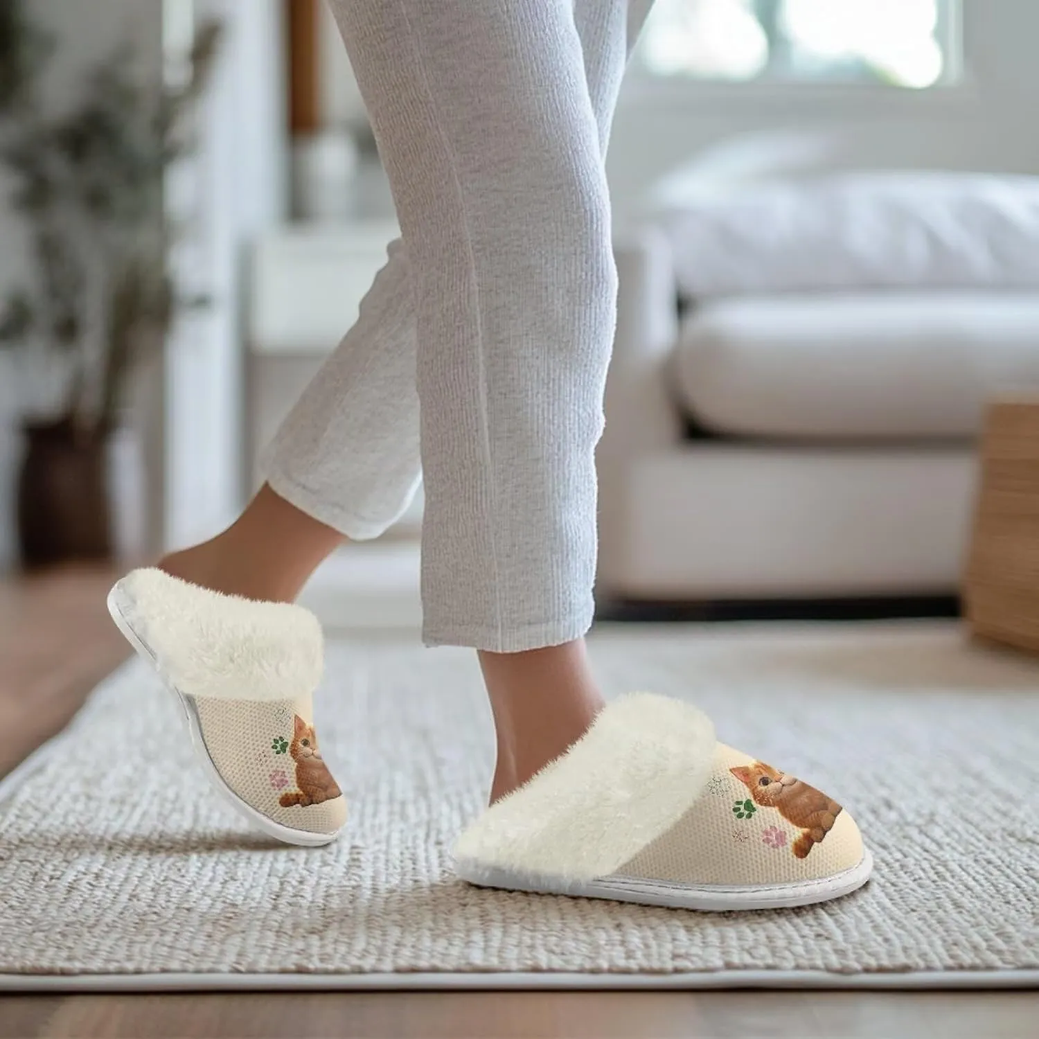 Womens Fluffy House Slippers for Winter Warm Comfy Bedroom Slippers Women Non Slip Size 5-13