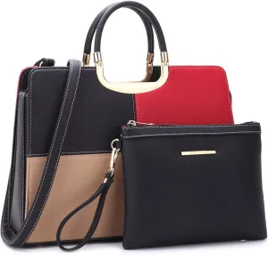 Womens Handbag Top Handle Shoulder Bag Tote Satchel Purse Work Bag with Matching Wallet