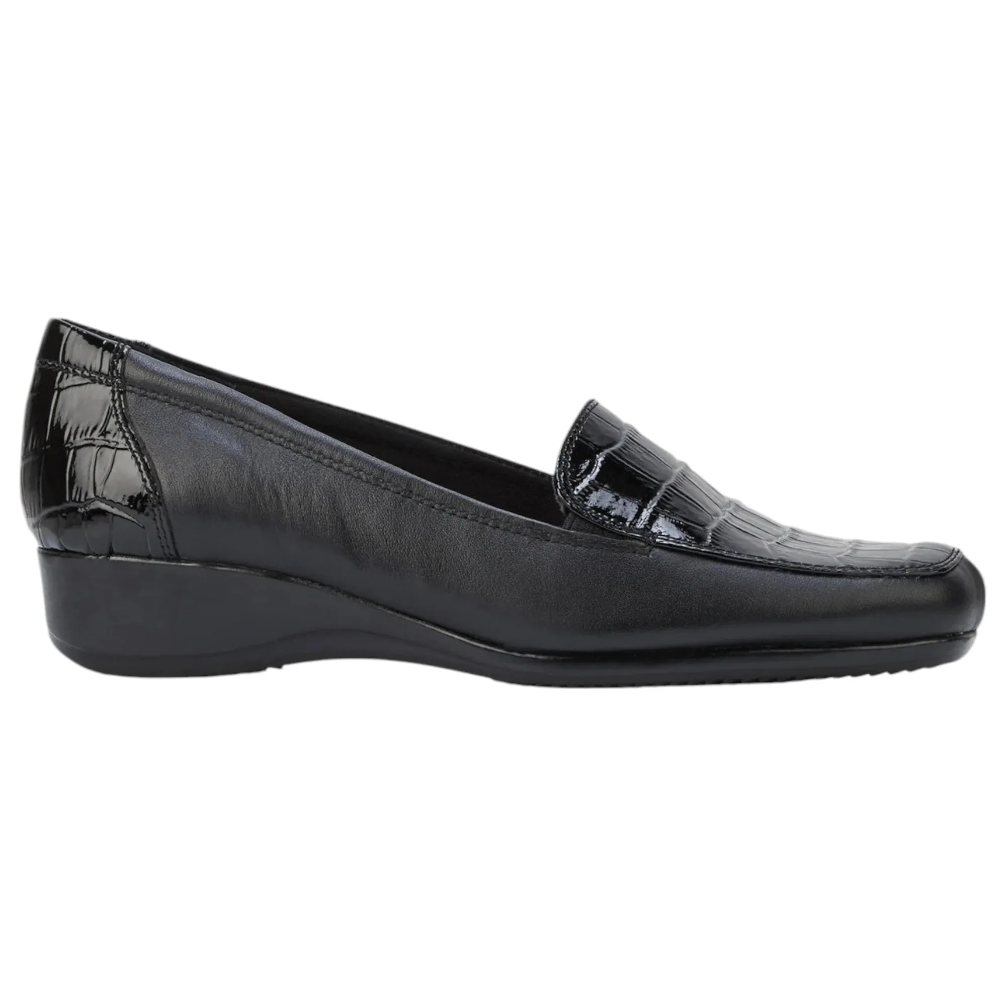 Womens Hush Puppies Meadow Adc Black Wedge Leather Work Casual Shoes
