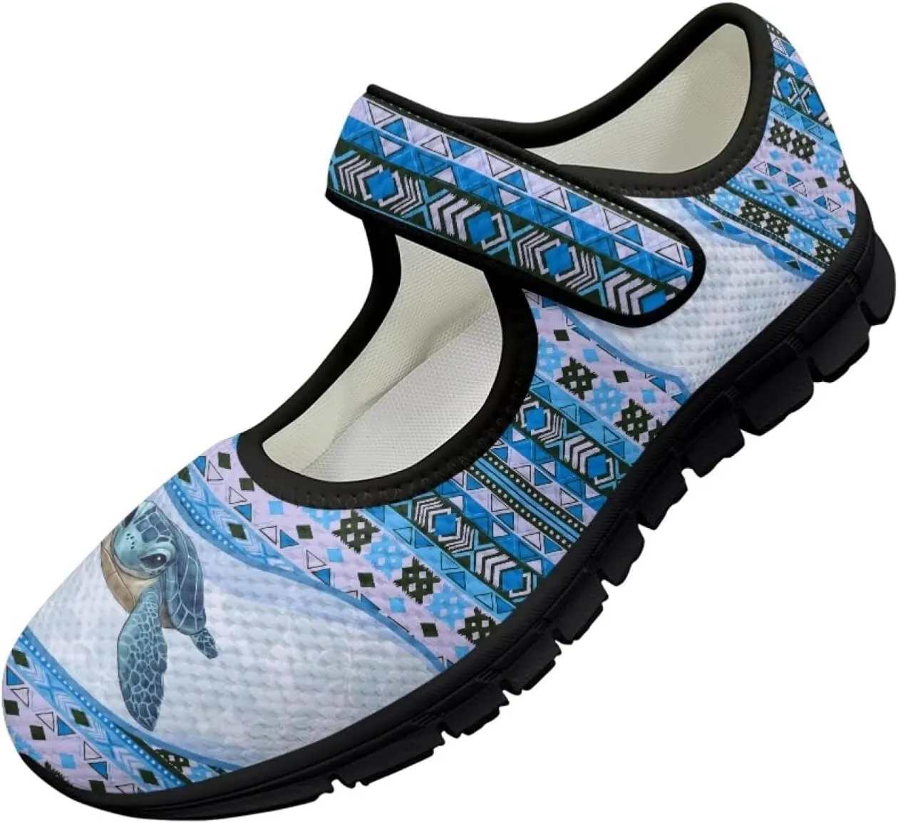 Womens Mary Jane Shoes Aztec Tribal Sneaker Anti-Slip Lightweight Shoes with Magic Sticker for Travel