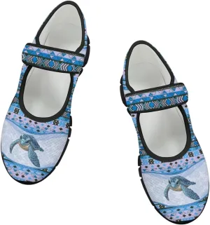 Womens Mary Jane Shoes Aztec Tribal Sneaker Anti-Slip Lightweight Shoes with Magic Sticker for Travel